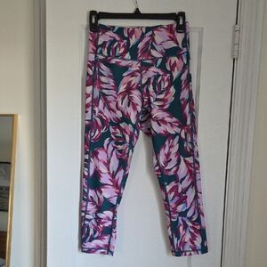 Tek Gear Pink and Teal Leaf Print Leggings